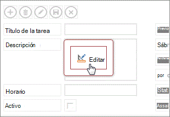 Botón Editar en un vista de una aplicación de Access.