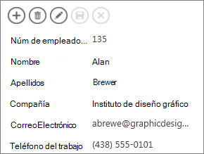 Una vista parcial de la vista con detalles de un empleado.
