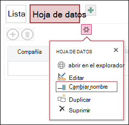 Menú Configuración con Abrir en el explorador, Editar, Cambiar el nombre, Duplicar y Eliminar