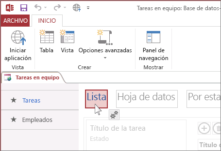 Cómo seleccionar una vista en Access.