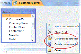 Opciones de filtro especiales