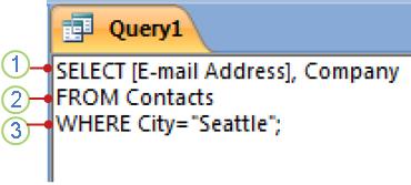 Pestaña del objeto SQL en la que se muestra una instrucción SELECT