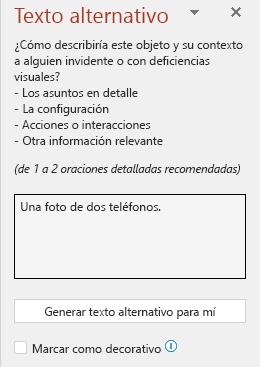 Panel de texto alternativo que muestra un ejemplo de un texto alternativo incorrecto.