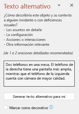 Panel de texto alternativo que muestra un ejemplo de un texto alternativo correcto.
