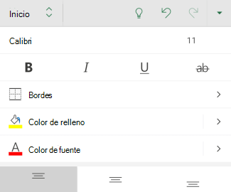 Opciones de formato de fuente en Excel para Android