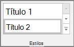 Captura de pantalla de selección de un estilo de título en el menú Inicio.