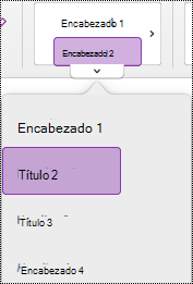 Menú Estilo de título en OneNote para Mac.
