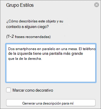 Texto alternativo en PowerPoint para Mac