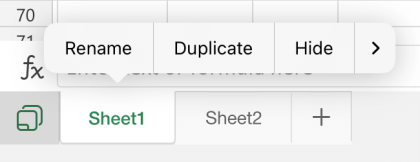 Opción Cambiar nombre de hoja en Excel para iOS
