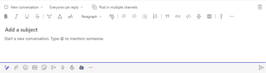 El campo de texto Agregar un asunto en Microsoft Teams.