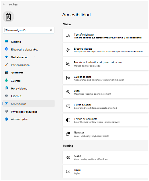 Windows 11 la configuración de accesibilidad