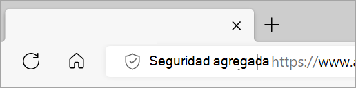 Se han agregado pantallas de seguridad a la izquierda de la barra de direcciones de Microsoft Edge cuando la seguridad mejorada está activada para un sitio web.
