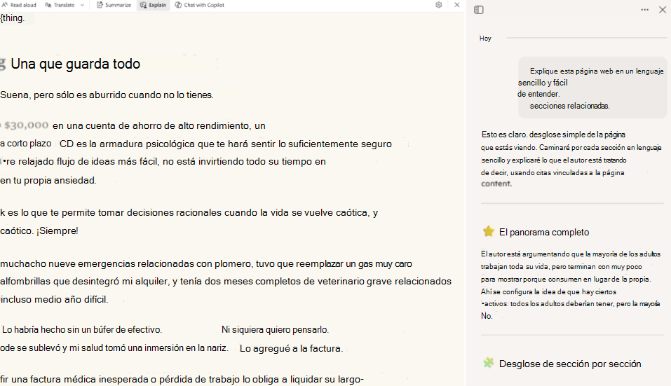 Captura de pantalla de readingmode-copilot.