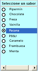 Ejemplo de un control de cuadro de lista ActiveX