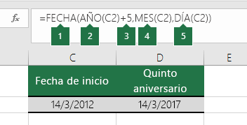 Calcular una fecha basándose en otra fecha