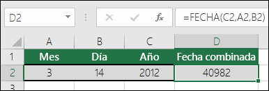Ejemplo de la función FECHA 1