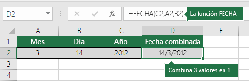 Función FECHA Ejemplo 2