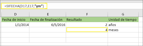 =SIFECHA(D17;E17;ym) y resultado: 4