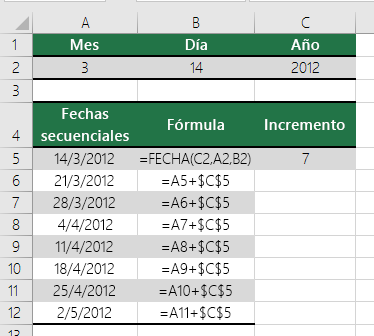 Aumentar o reducir una fecha en un número determinado de días