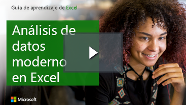 Mujer sonriente, guía de aprendizaje de Excel