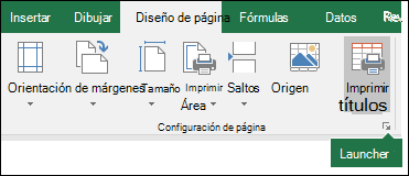 Iniciador de cuadro de diálogo Configurar página