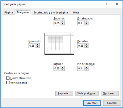 Configurar > página Opciones de