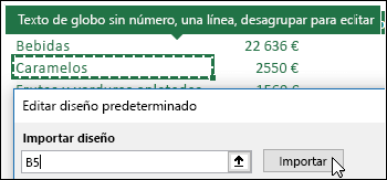 Importar una configuración de tabla dinámica existente seleccionando cualquier tabla dinámica y haciendo clic en Importar