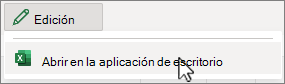 Abrir captura de pantalla de la aplicación de escritorio de Excel