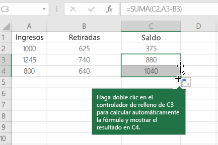Ejemplo de cálculo de un saldo corriente