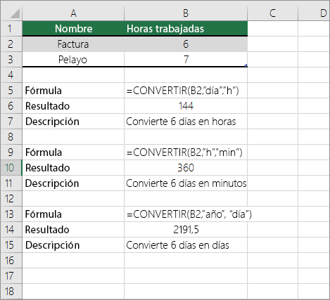 Ejemplo: Convertir entre unidades de tiempo