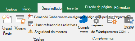 Pestaña Programador en la cinta