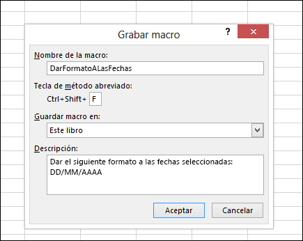 Comando Grabar macro en el grupo Código de la pestaña Programador