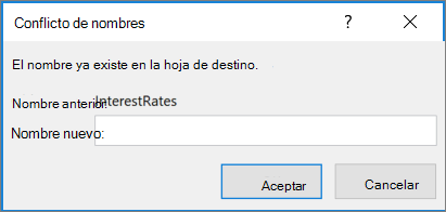Cambiar el nombre del rango en conflicto