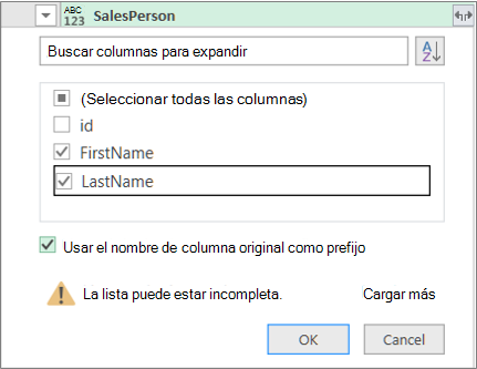 Expandir el registro a la tabla