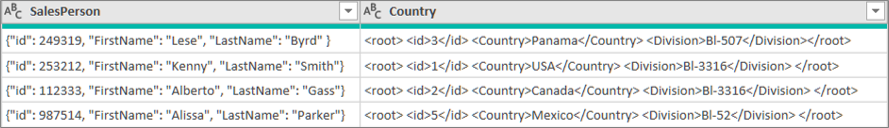 Datos JSON y XML de ejemplo