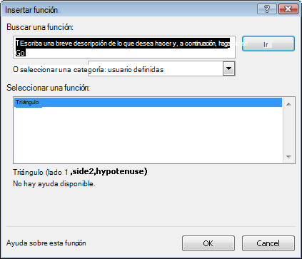 Cuadro de diálogo Insertar función