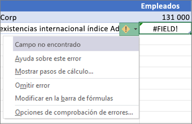 Omitir un error #CAMPO!