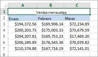 Combinar celdas encima de otras celdas