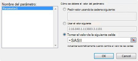 Cuadro de diálogo Parámetro de consulta de MS