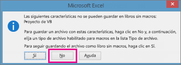 El libro contiene macros o código VBA