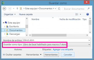Guardar como libro habilitado para macros