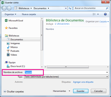 Cuadro de diálogo Guardar como