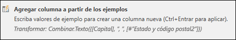 Power Query: fórmula de columna personalizada de la opción Combinar columna de ejemplo