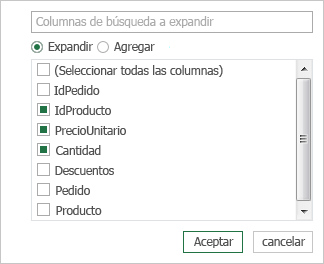 Seleccionar nombres de columna