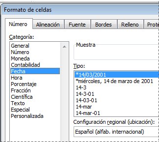 Cuadro de diálogo Formato de celdas