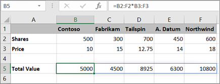 Ejemplo de fórmula de matriz calculando varios resultados