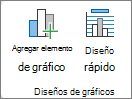Captura de pantalla que muestra el grupo Diseños de gráfico de la pestaña Diseño de gráfico.