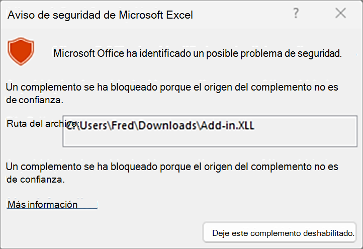 Bloqueo del panel XLL