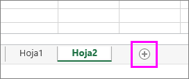 Botón para agregar una hoja nueva
