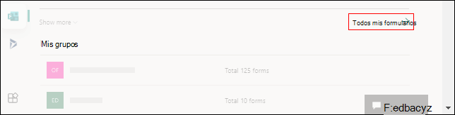 Vínculo a Todos mis formularios para microsoft forms en Office.com